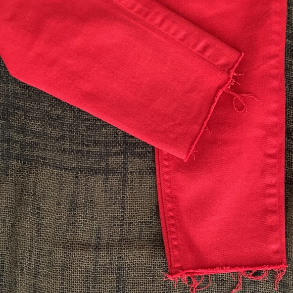 Free People Reagan Skinny Raw Hem Jeans RED - Picture 8 of 9